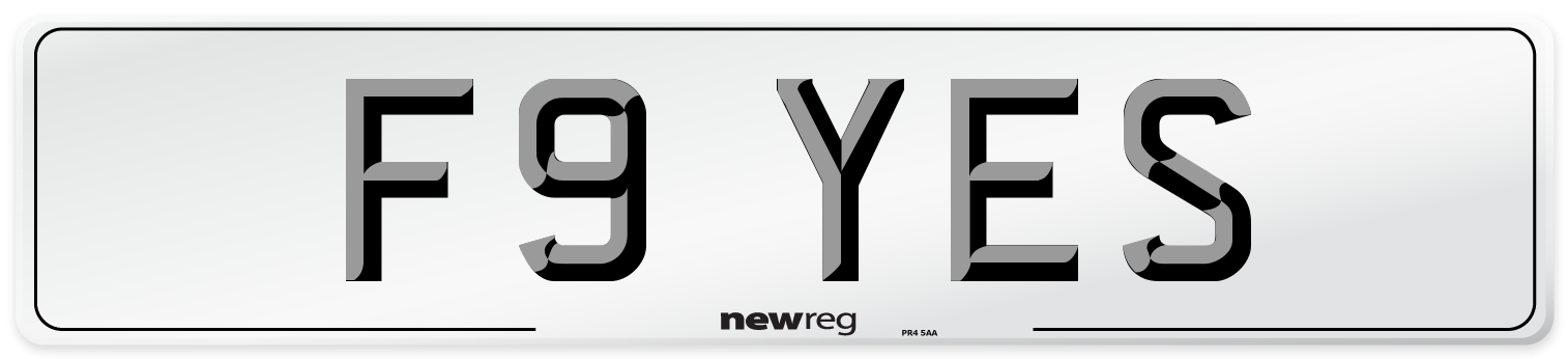 F9 YES Number Plate from New Reg